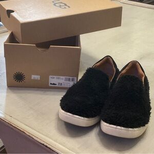 UGG Black Fuzzy Slip-On Sneakers
